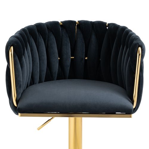 Chaises Bar Lot 2, Hautes Réglables, Dossier Et Repose-pieds, Assise Velours - Noir