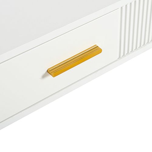 Coiffeuse - Bureau Et Coiffeuse Avec 2 Tiroirs Et Pieds En Métal, Mdf - 100x40x76 Cm, Blanc