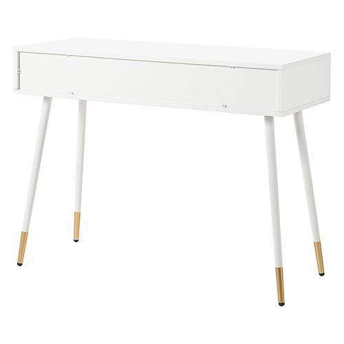 Coiffeuse - Bureau Et Coiffeuse Avec 2 Tiroirs Et Pieds En Métal, Mdf - 100x40x76 Cm, Blanc