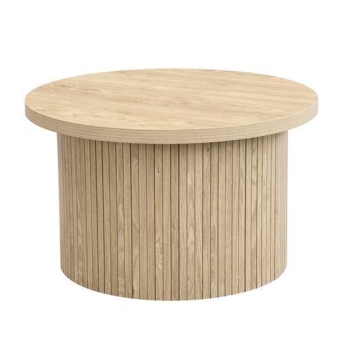 Table Basse Ronde Double, Tables Empilables Scandinaves, Mdf Solide, Bois Naturel