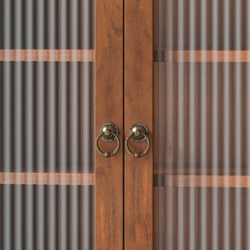 Armoire Murale Vintage, 4 Portes, 2 Niveaux Rangement, Cuisine/salle De Bain, Bois , Brun