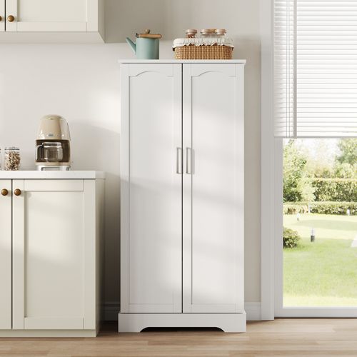 Buffet Moderne Blanc Avec LED, Étagères Réglables, Anti-basculement, Pb+mdf