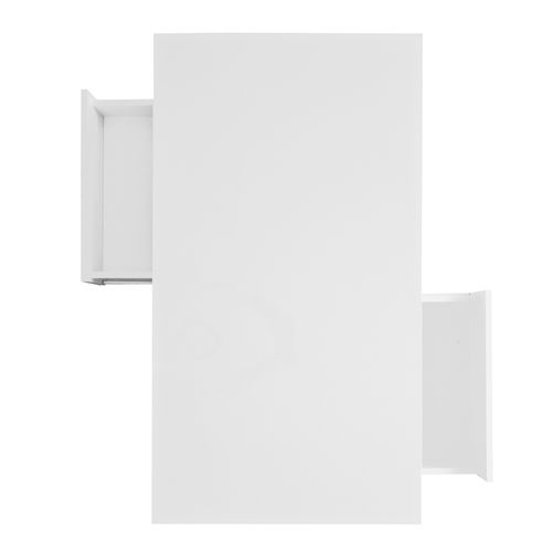 Table Basse LED Rectangulaire, 4 Plateaux Verre, 2 Tiroirs, 2 Niches Ouvertes, Mdf, Blanc