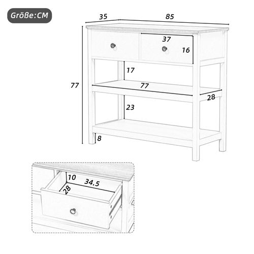 Console D’entrée Avec Tiroir Et Étagères Ouvertes - Meuble Pratique De Couloir En Mdf+pb - Naturel