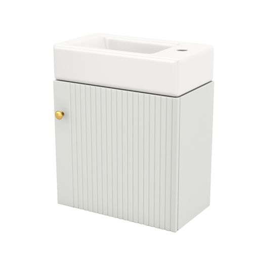 Meuble Sous-vasque Suspendu Avec Vasque - Meuble Salle De Bain Compact, Mdf, 46x26x56 Cm - Blanc