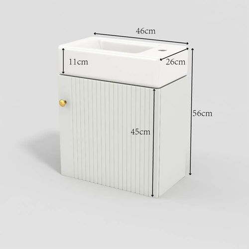Meuble Sous-vasque Suspendu Avec Vasque - Meuble Salle De Bain Compact, Mdf, 46x26x56 Cm - Blanc