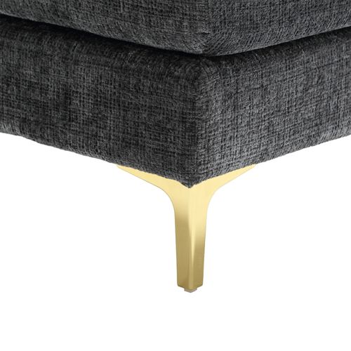 Canapé D’angle 4 Places, U-shape, Coussin Rembourré, Pieds Fer - Chenille Gris