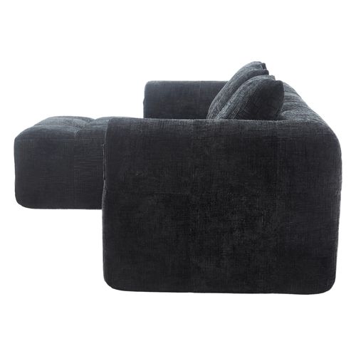 Canapé D'angle Modulable 3 Places, Rangement Latéral, Style Moderne, Revêtement Chenille - Noir