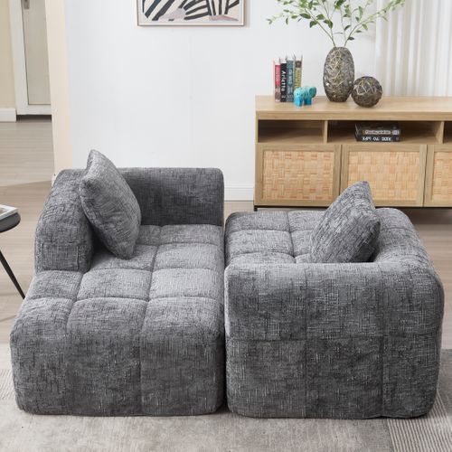 Canapé D'angle Modulable 3 Places, Rangement Latéral, Style Moderne, Revêtement Chenille - Gri's