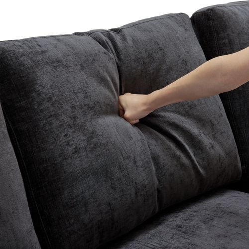 Canapé D'angle Modulable 4 Places En L, Repose-pieds, Style Moderne, Revêtement Chenille - Gris