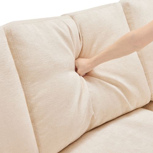 Canapé D'angle Modulable 4 Places En L, Repose-pieds, Style Moderne, Revêtement Chenille - Beige