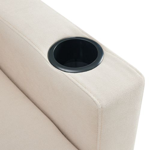 Canapé D'angle 3 Places, Rangement, Porte-gobelets, Tissu Coton-lin - Beige