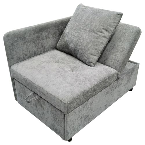 Canapé Convertible 1 Place, Dossier Réglable, Fonction Convertible, Sans Matelas, Tissu Lin - Gris