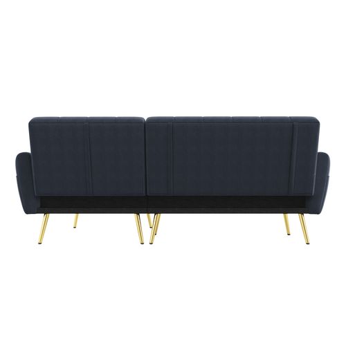 Canapé D’angle Convertible 3 Places, Méridienne, Dossier Réglable, 2 Coussins, Velours - Noir