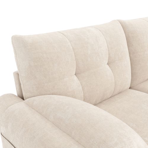 Canapé 2 Places Scandinave, Coussins Épais, Assise Chenille, Structure Fer Et Bois - Beige