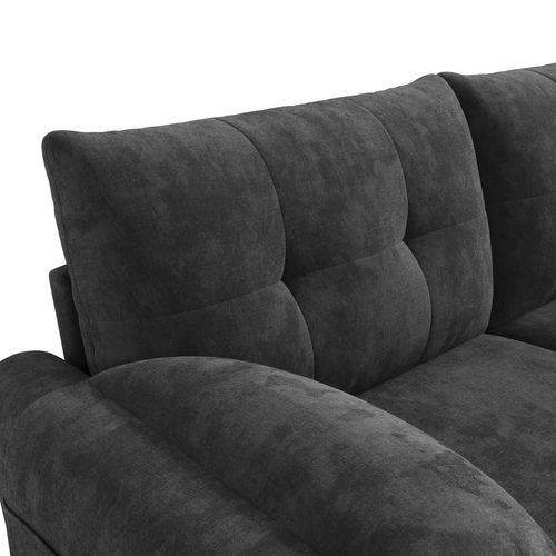 Canapé 2 Places Scandinave - Design Moderne Avec Coussins Épais Et Poches Latérales, Chenille Gris