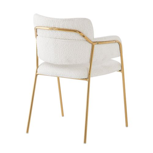 Lot 4 Chaises Salle à Manger, Ergonomiques, Assise Velours Bouclé, Pieds Dorés, Beige