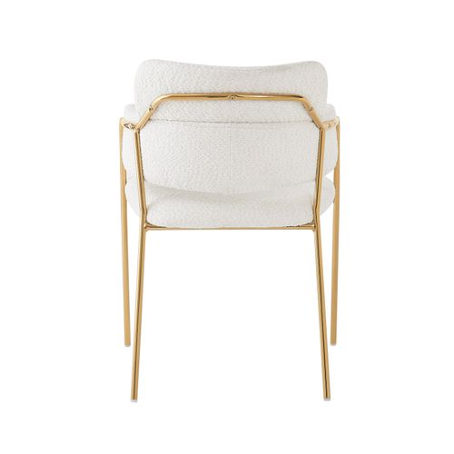 Lot 4 Chaises Salle à Manger, Ergonomiques, Assise Velours Bouclé, Pieds Dorés, Beige