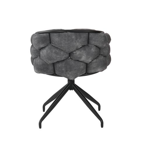 Lot 4 Chaises Pivotantes 360°, Accoudoirs Ergonomiques, Assise Velours Bouclé, Gris