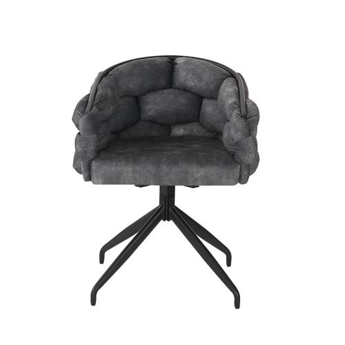 Lot 4 Chaises Pivotantes 360°, Accoudoirs Ergonomiques, Assise Velours Bouclé, Gris