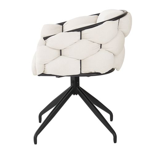 Lot 6 Chaises Pivotantes 360°, Accoudoirs Ergonomiques, Assise Velours Bouclé, Beige