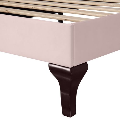 Lit Simple 90x200 Cm - Lit Capitonné En Velours Avec Tête De Lit Réglable, Design Moderne - Rose