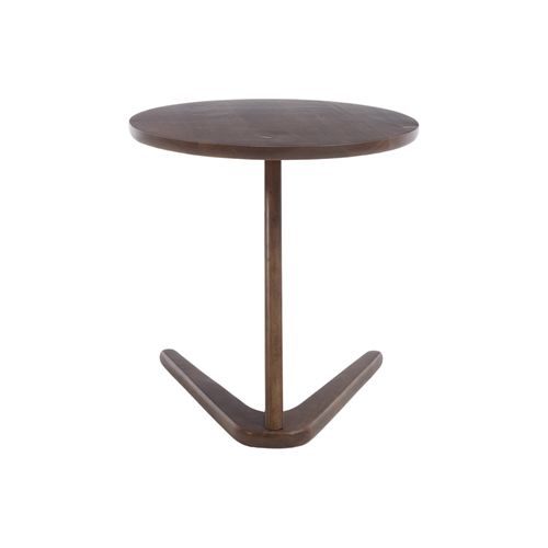 Bout De Canapé Rond, Bois Massif, Design Moderne, Piètement En Z, Marron