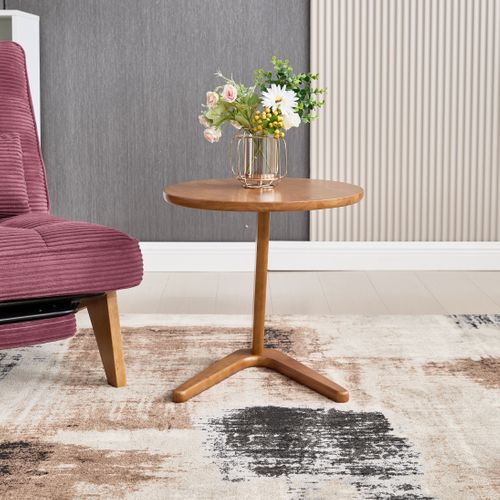 Bout De Canapé Rond, Bois Massif, Design Moderne, Piètement En Z, Naturel