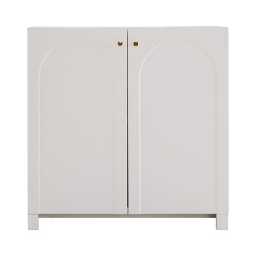 Buffet Moderne, 2 Portes Et Tiroirs, Rangement Vertical Pour Salon, Cuisine Ou Entrée, Crème