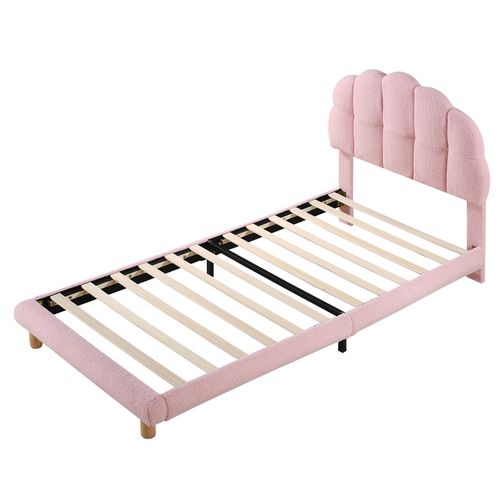 Lit Simple Pour Enfant 90 X 200 Cm - Lit Enfant Capitonné - Non-tissé - Rose