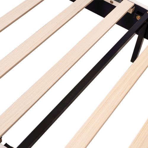 Lit Simple Enfant 90x200 Cm - Lit Avec Tête De Lit Fleur Et Sommier à Lattes - Mdf - Velours Beige