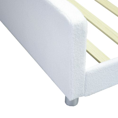 Lit Enfant 90x200 Cm - Lit Simple Rembourré Avec Cadre Canapé-lit - Mdf + Velours - Blanc