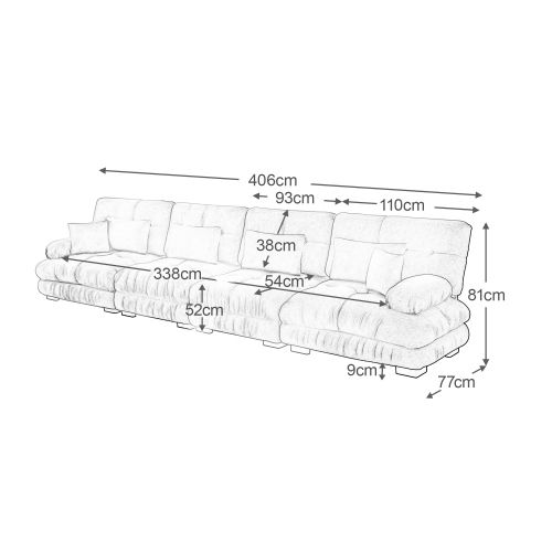 Canapé En Chenille Marron Clair, Canapé 4 Places Modulaire Avec Assise Profonde