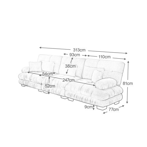 Canapé Modulaire 3 Places Avec Assise Profonde, En Chenille Marron Clair, Pour Salon, Appartement