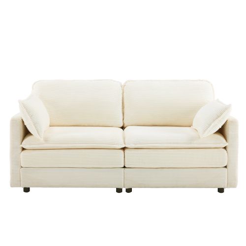 Canapé 2 Places , Canapé Droit Beige, Pour Salon, Chambre