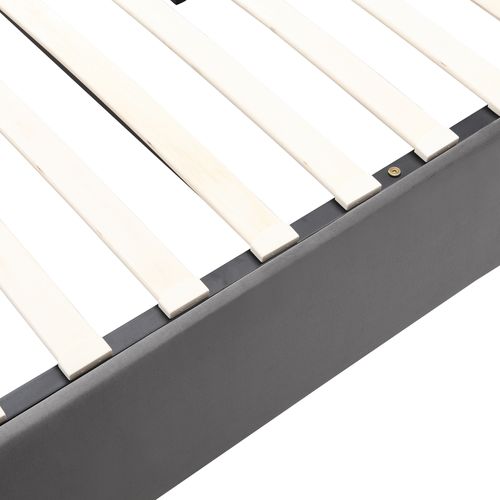 Lit Coffre 180x200cm, Lit Double En Velours Gris, 2 Tiroirs, Tête De Lit, Espace De Rangement