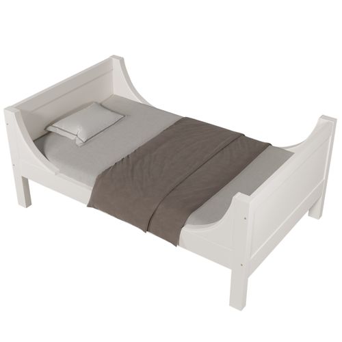 Lit Superposé, Lit 90x200cm, Lit Enfant, Sommier, Design Simple, Bois+mdf, Blanc