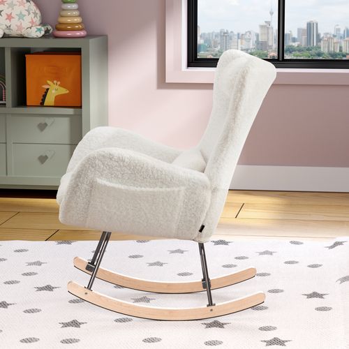 Fauteuil à Bascule Avec Accoudoirs - Chaise Berçante Design Avec Appui-tête - Blanc