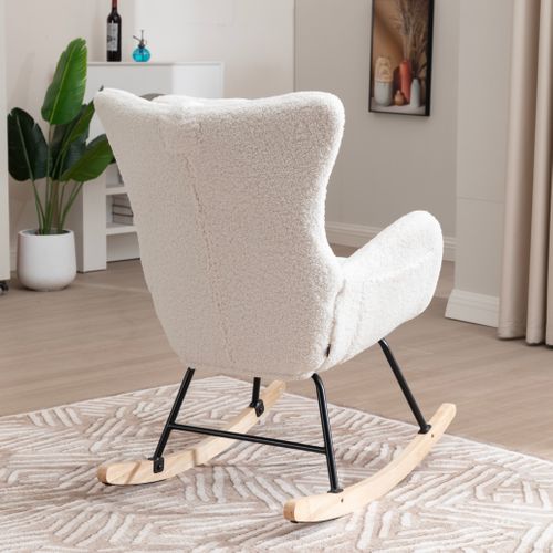 Fauteuil à Bascule Avec Accoudoirs - Chaise Berçante Design Avec Appui-tête - Blanc