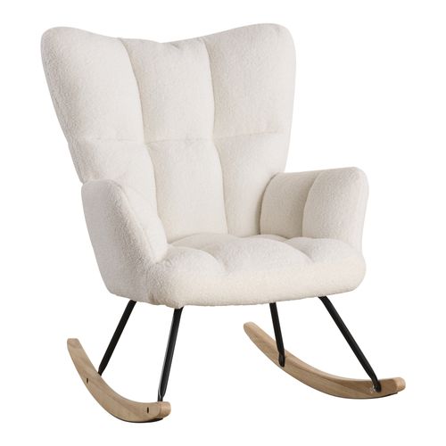 Rocking Chair Avec Siège Rembourré Et Dossier Haut - Blanc