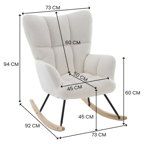 Rocking Chair Avec Siège Rembourré Et Dossier Haut - Blanc