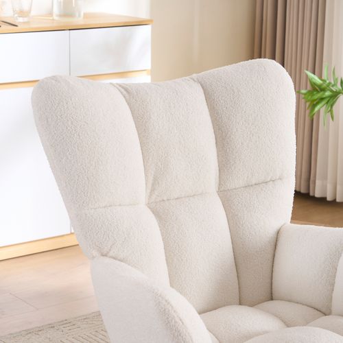 Rocking Chair Avec Siège Rembourré Et Dossier Haut - Blanc