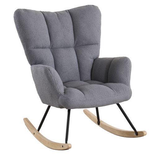 Rocking Chair Avec Siège Rembourré Et Patins Feutrés - Gris