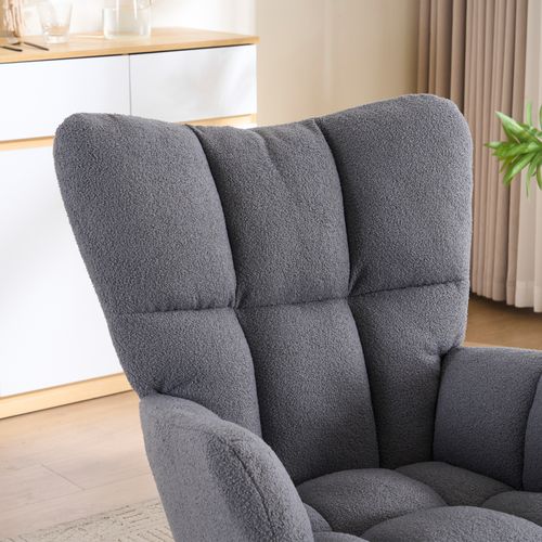 Rocking Chair Avec Siège Rembourré Et Patins Feutrés - Gris