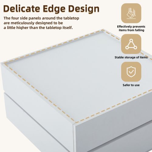 Table Basse Carrée, Plateau Pivotant 360°, Double Plateau, Rangement, 60×60×38 Cm, Blanc