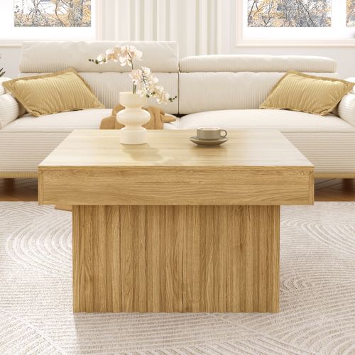 Table Basse Carrée En Mdf/pb Avec Design Polyvalent Et Structure Robuste - 79x79x46 Cm - Naturel