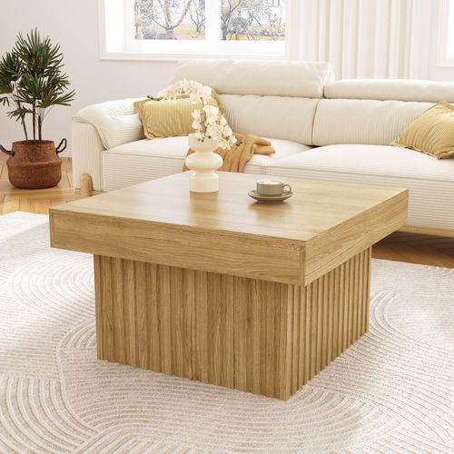 Table Basse Carrée En Mdf/pb Avec Design Polyvalent Et Structure Robuste - 79x79x46 Cm - Naturel