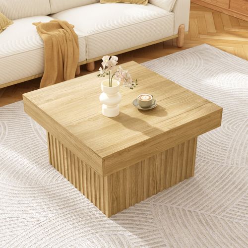Table Basse Carrée En Mdf/pb Avec Design Polyvalent Et Structure Robuste - 79x79x46 Cm - Naturel