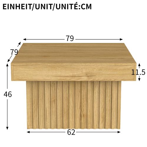 Table Basse Carrée En Mdf/pb Avec Design Polyvalent Et Structure Robuste - 79x79x46 Cm - Naturel