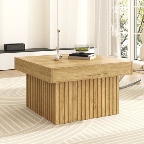 Table Basse Carrée En Mdf/pb Avec Design Polyvalent Et Structure Robuste - 79x79x46 Cm - Naturel